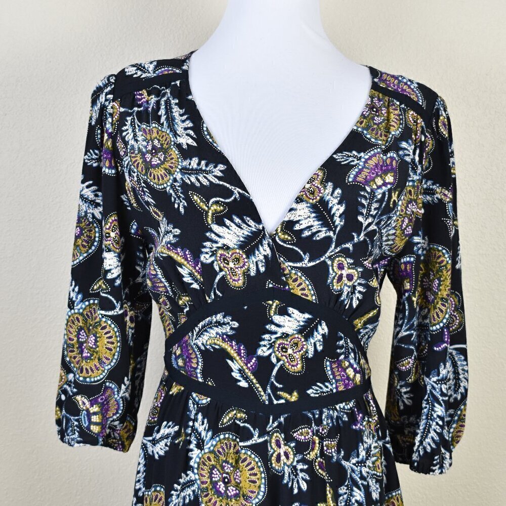 ba&sh Vienne Dress Noir Paisley Floral Midi - S - Picture 2 of 11